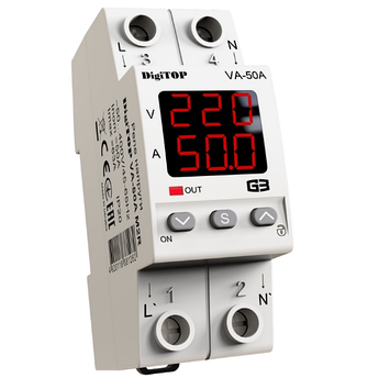 Реле напруги з контролем струму DigiTOP VA-50A M2R 4820118381282