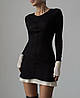 Чорна тепла жіноча мінімалістична силуетна коротка міні-сукня по фігурі з ангори, фото 2