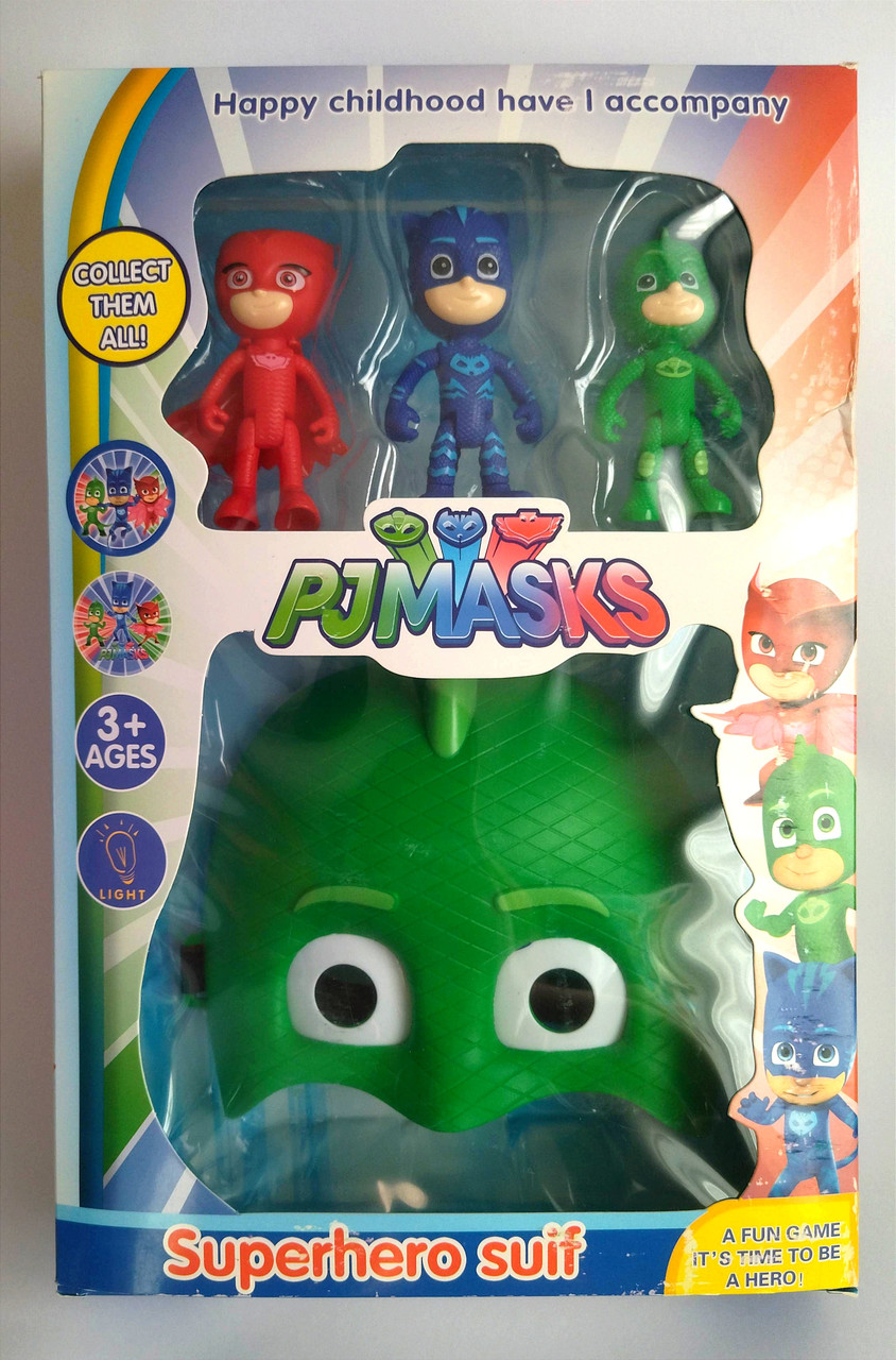 Набір фігурок "Горі в масках" із зеленою маскою, яка світиться / Ігрові фігурки героїв у масках / Маска Грега з LED-підсвічуванням, фото 1