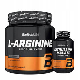 BIOTECH L-Arginine 300 г + BIOTECH кофеїн + таурин 60 капс.