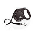 Рулетка Flexi Black Design для собак, стрічка, розмір L, 5 м (чорна), фото 2