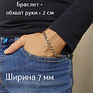 Чоловічий срібний браслет бісмарк. Чорнений браслет на руку ширина ланки 7 мм. Срібло 925. Довжина 19 см, фото 3