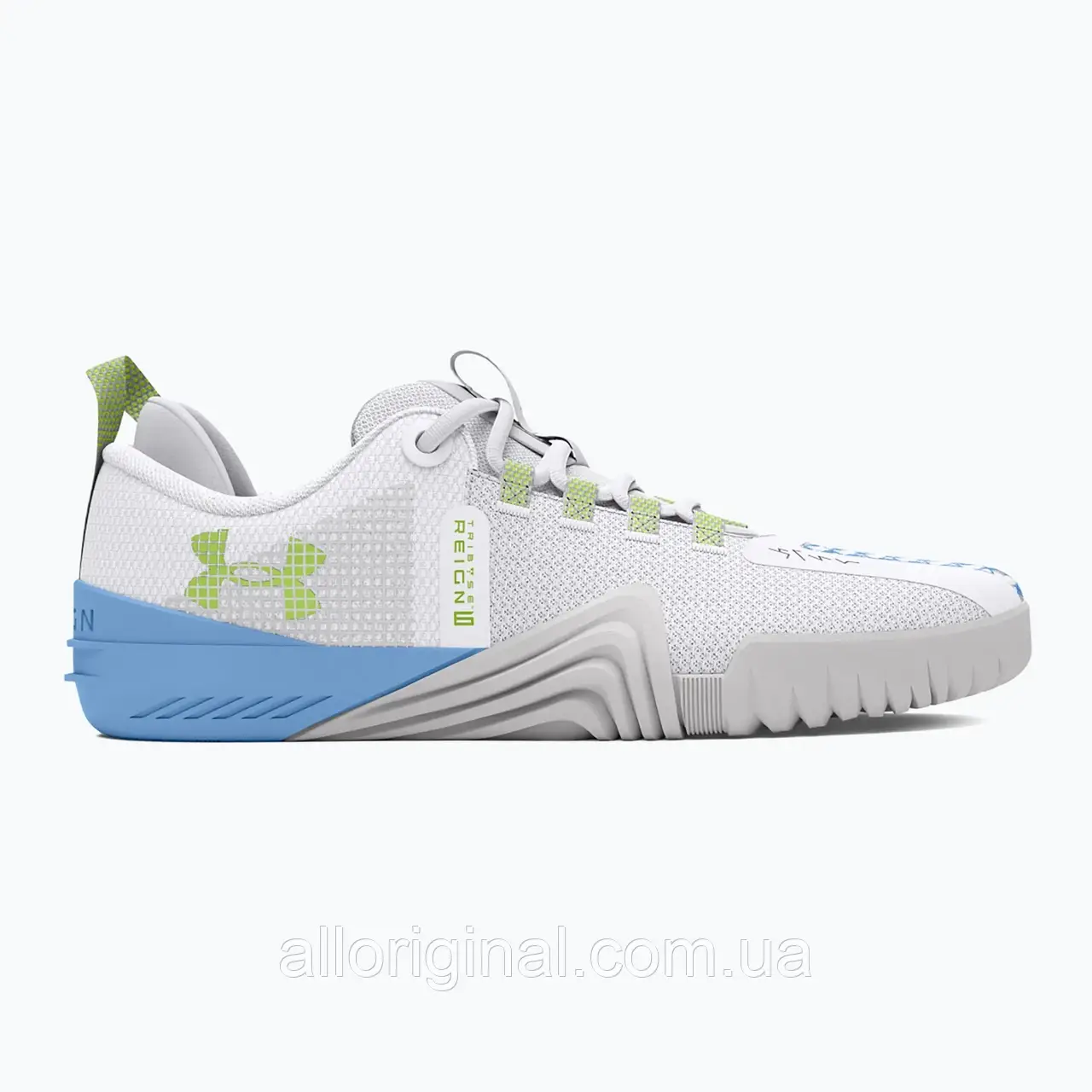 AllOriginal com ua Жіночі кросівки Under Armour TriBase Reign 6 білі/сині/морфно-зелені РОЗМІРИ ЗАПИТУЙТЕ