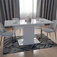 Обідній розсувний стіл Неман ТВІСТ МДФ Білий глянець
