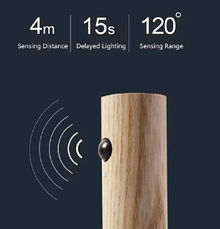 Світильник-нічник настінний з датчиком руху на акумуляторі Induction lamp "W-52" , світле дерево, фото 4
