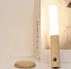 Світильник-нічник настінний з датчиком руху на акумуляторі Induction lamp "W-52" , світле дерево, фото 5