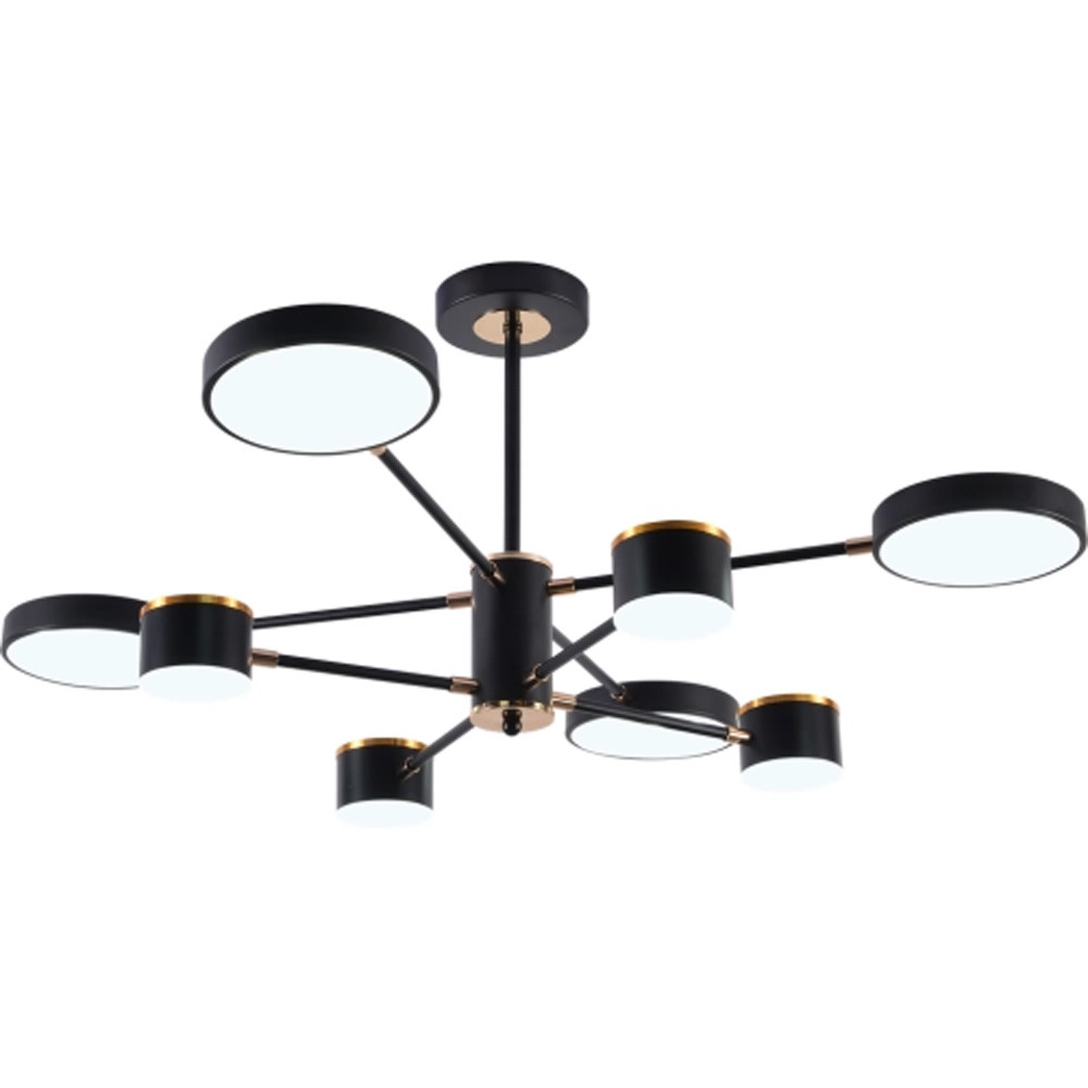Чорна світлодіодна люстра на 8 плафонів, 132W до 20 м² Sirius B X13288/8 BK+FGD, фото 1