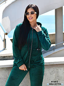7340-2 Спортивний костюм жіночий на блискавці велюр на хутрі напівбатал (4 од: 48,50,52,54)