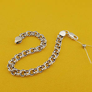 Срібний браслет бісмарк чоловічий. Браслет на руку срібло 925. Ширина 7 мм. Довжина 22,5 см