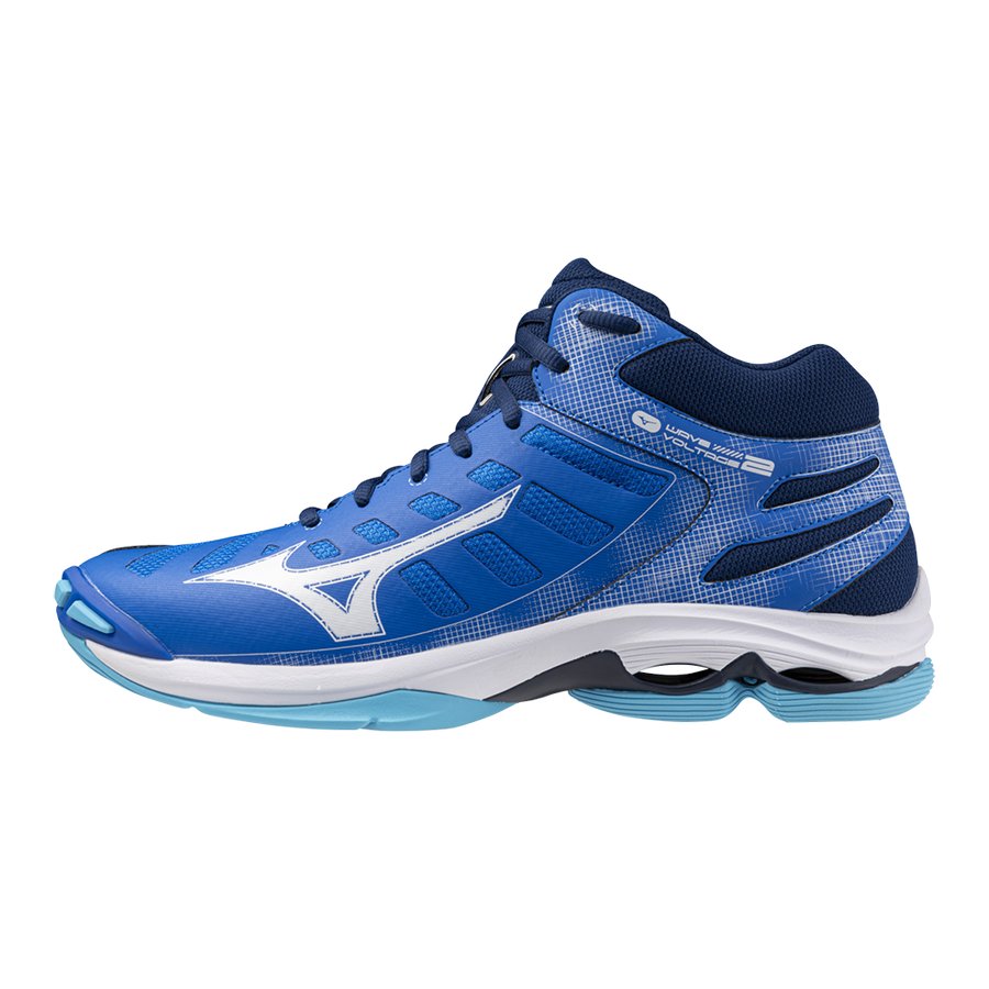 Кросівки для волейболу чоловічі високі Mizuno Wave Voltage 2 Mid V1GA2465-01 Mugen blue/white/estate blue