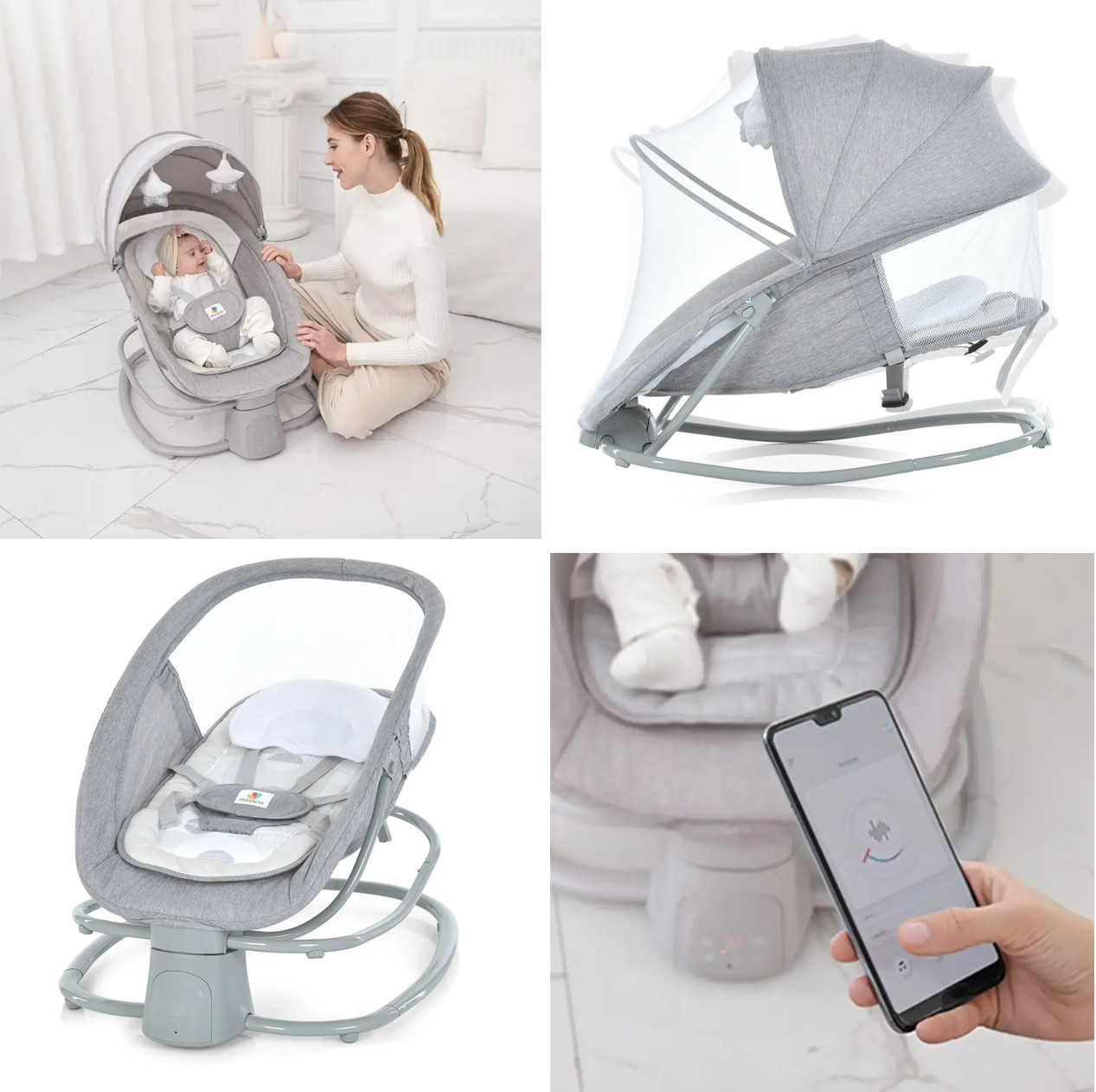 Заколисувальний центр шезлонг 4 в 1 для новонароджених, шезлонг-гойдалка. Колисальний центр для новонароджених, фото 1