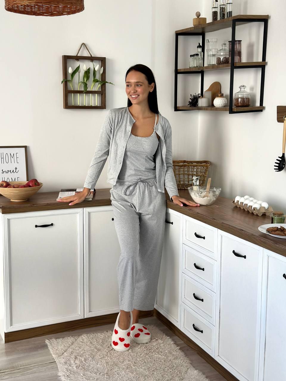 Жіноча піжама трикотаж. Стильні домашні костюми комплекти. Одяг для дому і сну., фото 1