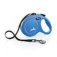 Повідець-рулетка Flexi New Classic для собак, зі стрічкою, розмір L 5 м / 50 кг (синя), фото 2