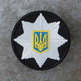 Шеврон кокарда НПУ Поліція чорна 6 см