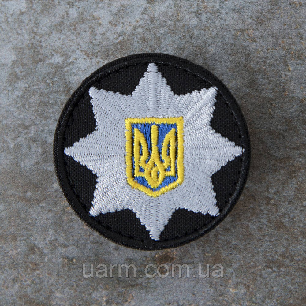 Шеврон кокарда НПУ Поліція чорна 5 см