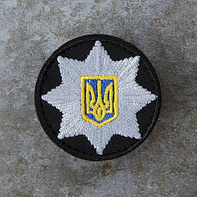 Шеврон кокарда НПУ Поліція чорна 5 см