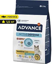 Сухий корм ADVANCE Sterilized Salmon Sensitive для стерилізованих котів з чутливим травленням 1,5 кг з лососем