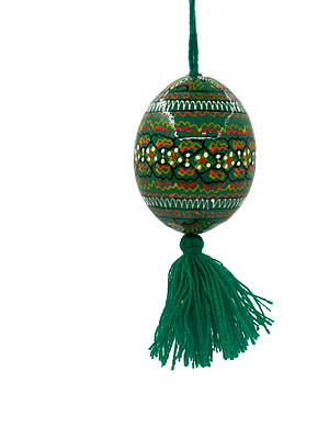 Великодня писанка на китиці розписна зелена / Писанка дерев'яна декоративна