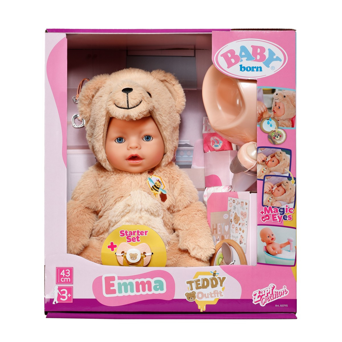 Лялька пупс Baby Born Емма у костюмі ведмедика 43 см  837115, фото 1