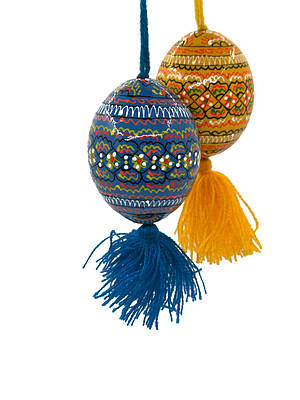 Писанки дерев'яні на китиці ,набір 2 кольори