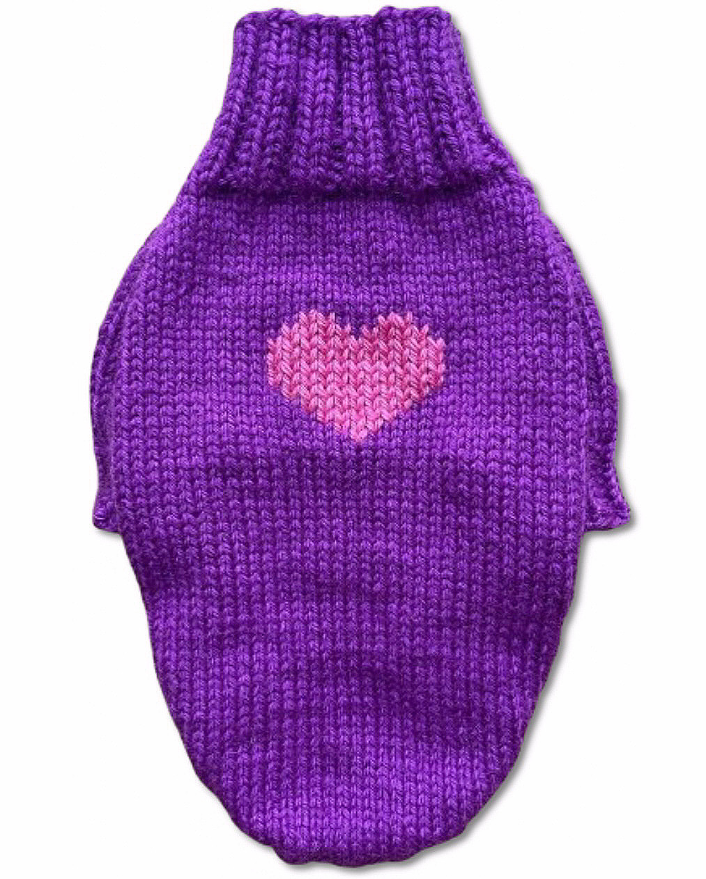 В'язаний Светр для Собак та Кішок з Сердечком Hand Made Розмір S Колір Фіолетовий (01037)