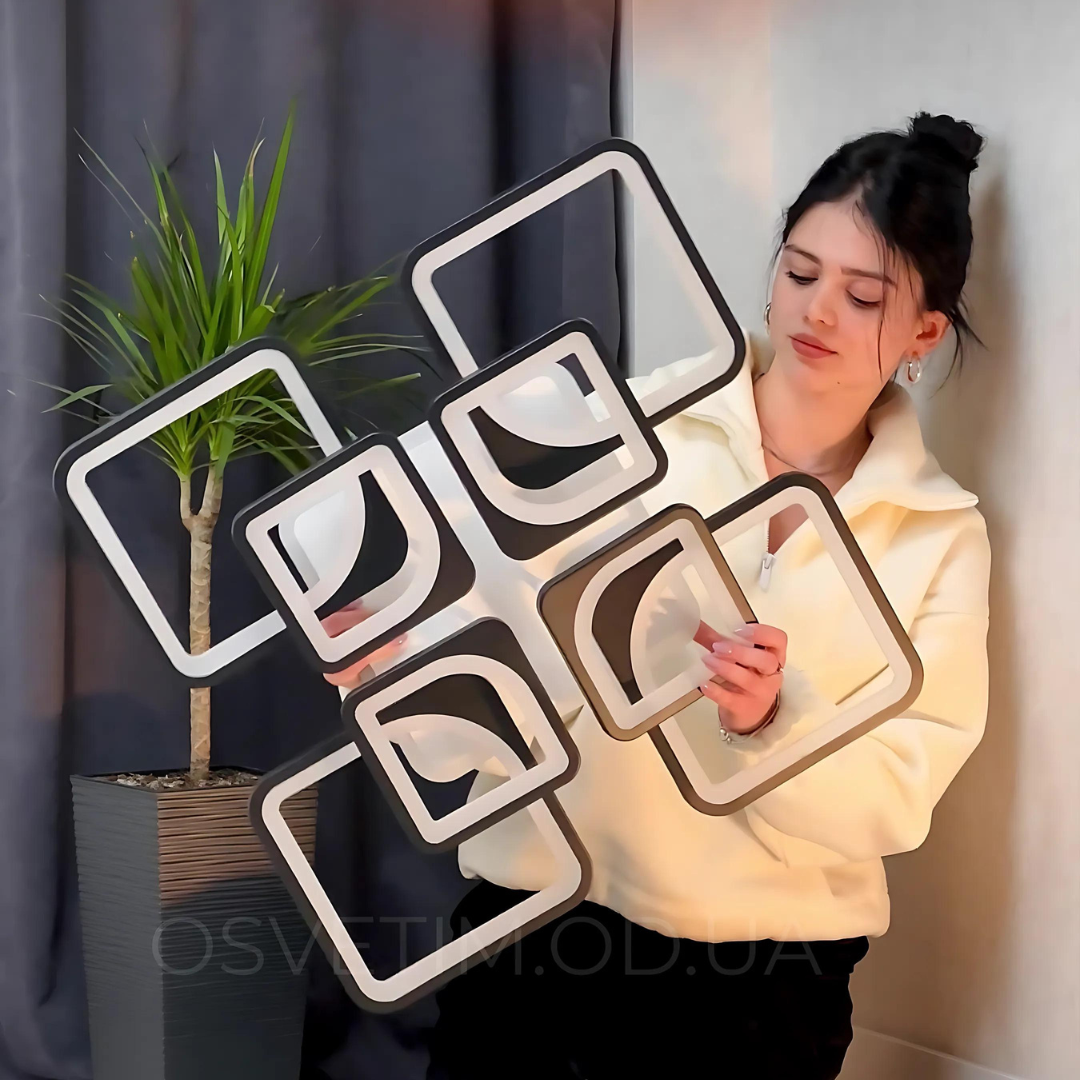 Люстра світлодіодна до 30м2 з пультом Diasha 190W до 30 м² колір Чорний 8060/4+4BK 3color, фото 1