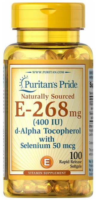 Вітамін Е + Селен Puritan's Pride Vitamin E-268 with selenium 100 капсул
