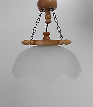 Світильник із натурального дерева на 1 білий плафон