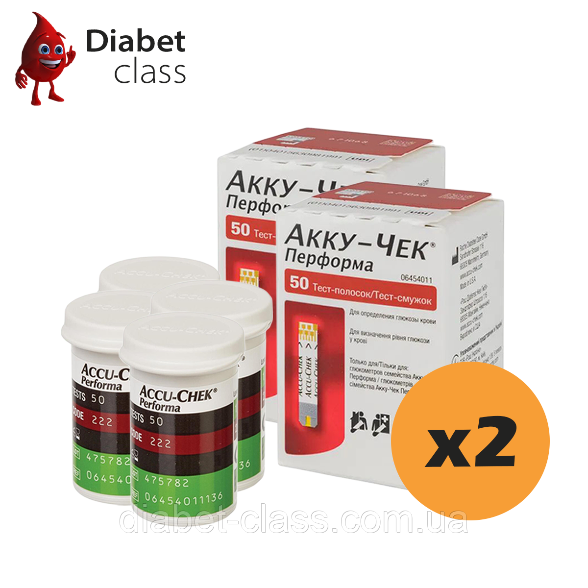 Тест-смужки Акку-Чек Перформа (Accu-Chek Performa) 200 шт. в 4 флаконах по 50 шт в упаковці