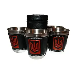 Набір стопок 4 штуки в чохлі Герб України Тризуб 70 мл