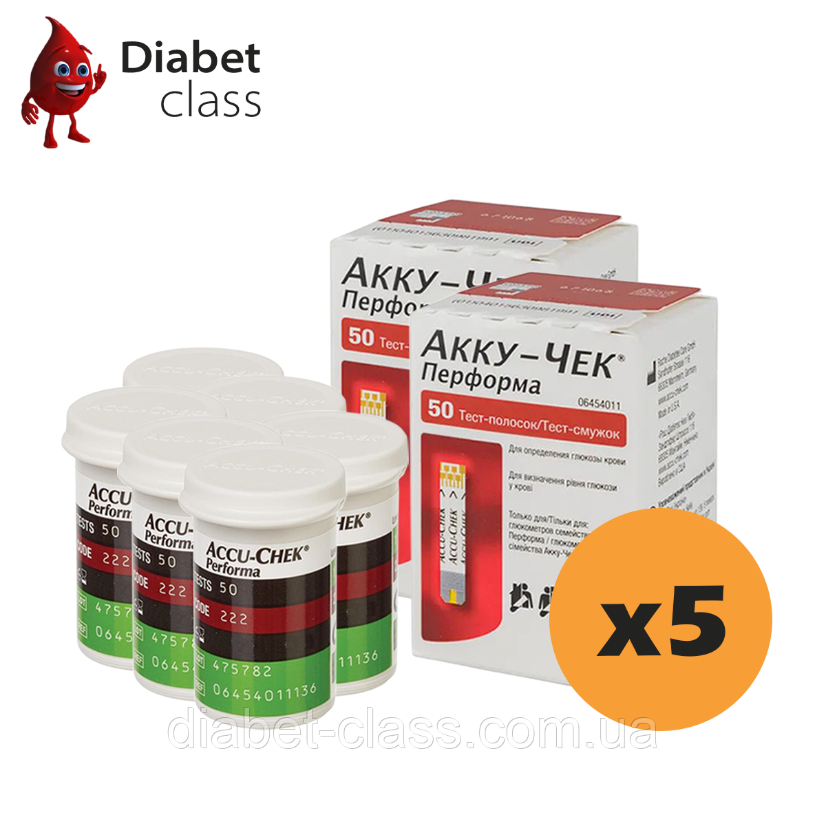 Тест-смужки Акку-Чек Перформа (Accu-Chek Performa) 500 шт. в 10 флаконах по 50 шт в упаковці