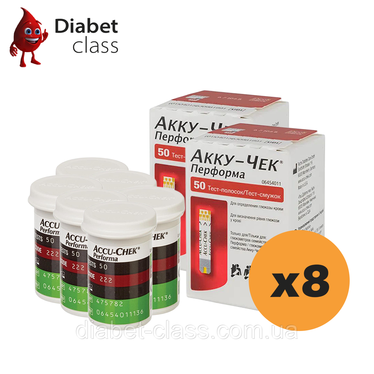 Тест-смужки Акку-Чек Перформа (Accu-Chek Performa) 800 шт. в 16 флаконах по 50 шт в упаковці