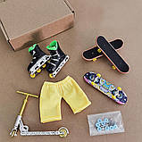 Пальчик фінгер самокат скейт-фінгерборд ролики шорти ремкомплект, фото 2