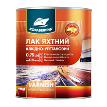 Лак для дерева яхтний алкідно-уретановий Корабельна глянець 0,75 л