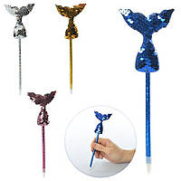 Ручка кулькова синя (хвіст русалки з паєток, 21см, 4 кольори)