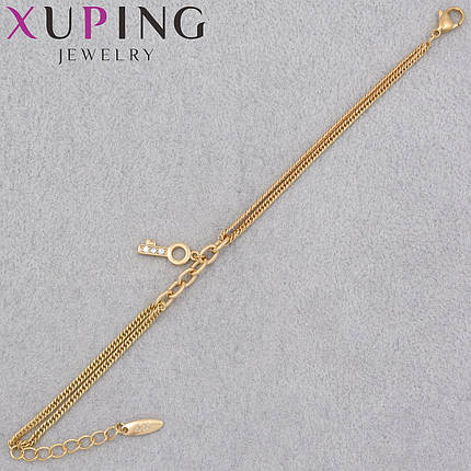 Браслет золотистого цвета Xuping Jewerly 14К с подвеской ключик застёжка карабин длина 18-21 см ширина 5 мм, фото 1