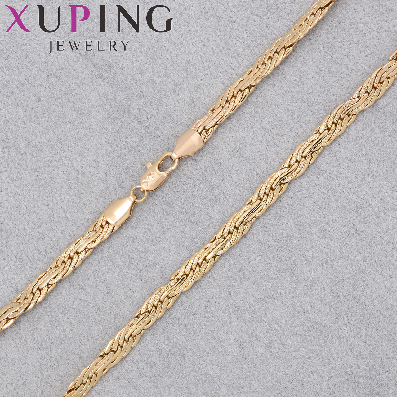 Цепочка Xuping Jewerly длина 50 см ширина 6 мм медицинское золото плетение колосок застёжка карабин