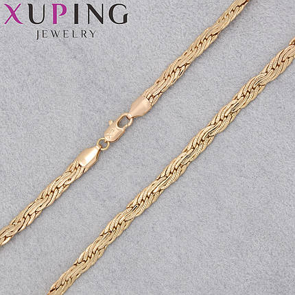 Цепочка Xuping Jewerly длина 50 см ширина 6 мм медицинское золото плетение колосок застёжка карабин, фото 1
