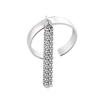 Срібна каблучка тонка гладка з ланцюжками без камінців