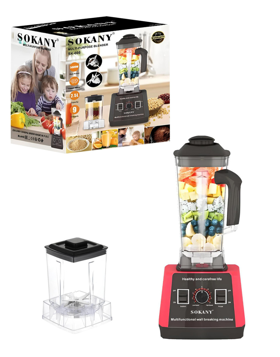 Блендер Sokany SK-666 з кавомолкою та чашею 5000 Вт на 25 л, фото 1