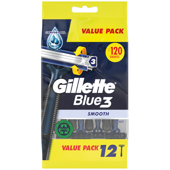 Станки для гоління одноразові Gillette "Blue 3 Smooth" (12шт.)