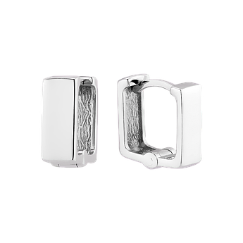 Срібні сережки об'ємний Квадрат без камінців