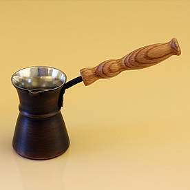 Мідна турка грецька Афіна 70/110 мл. ZH джезва Патина ручка дерево