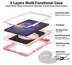 PC + TPU чохол Carbon Armor Tablet на планшет Samsung Galaxy Tab A9 (8.7") / світло-рожевий, фото 3