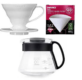 Комлект Hario V60 White 01 на 3 предмета