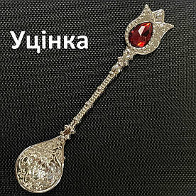 Уцінка Турецька ложка Tulip для кави Срібло колір, вишневий камінь