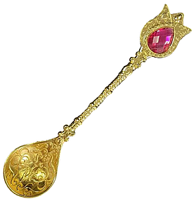 Турецька ложка Tulip для кави Золотиста, рожевий камінь 1 шт.