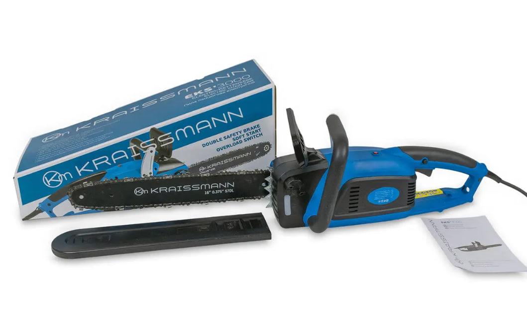 Електрична ланцюгова пила для заготівлі дров KRAISSMANN EKS 3000 Електропила для гілок дерев у саду, фото 1