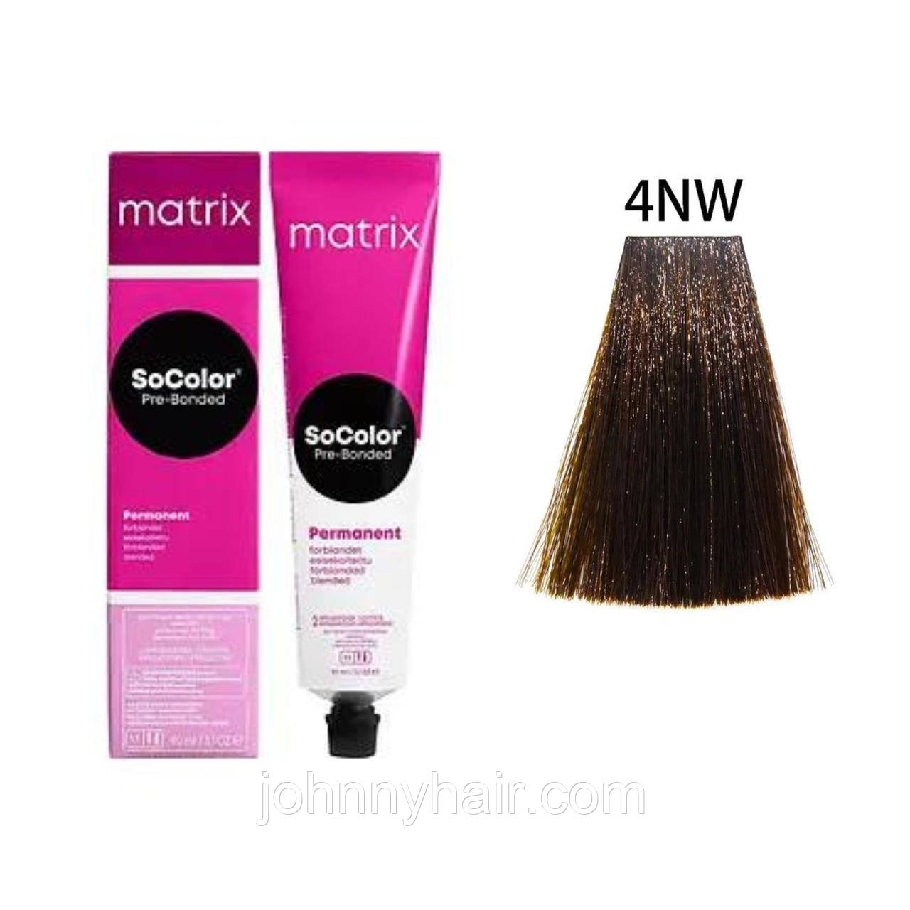 Крем-фарба для волосся Matrix Socolor Beauty №4NW Натуральний теплий шатен 90 мл, фото 1