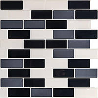 Самоклеюча поліуретанова плитка 3D ефект чорний сірий молочний 305x305 мм для стін і декору SW-00001329